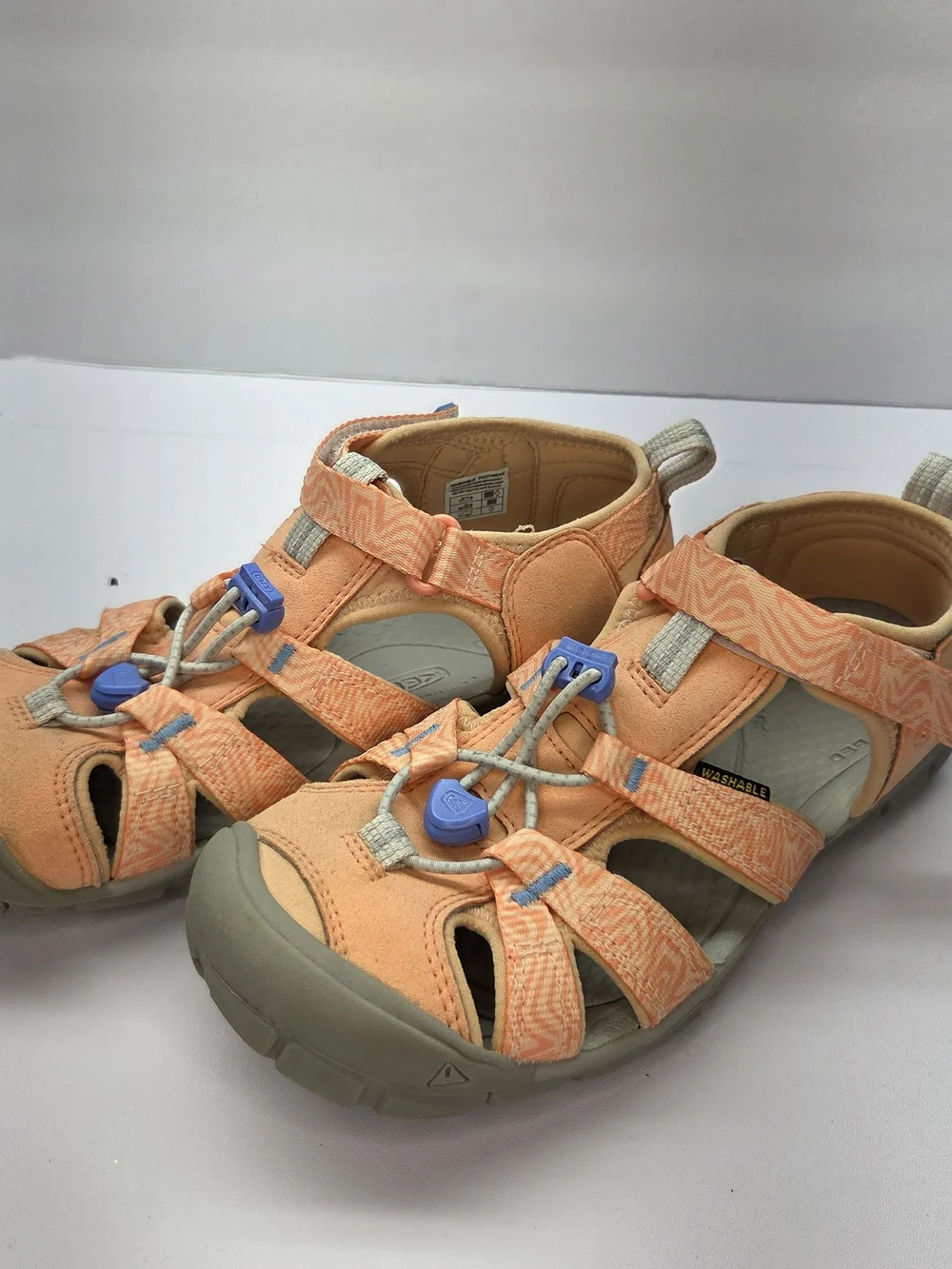 Keen Kids Peach Active Sandals with Light Blue Accents size 3